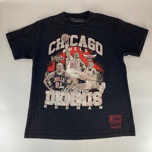 Dennis Rodman Chicago Bulls NBA Black Mitchell & Ness Crewneck Shirt Mens Large